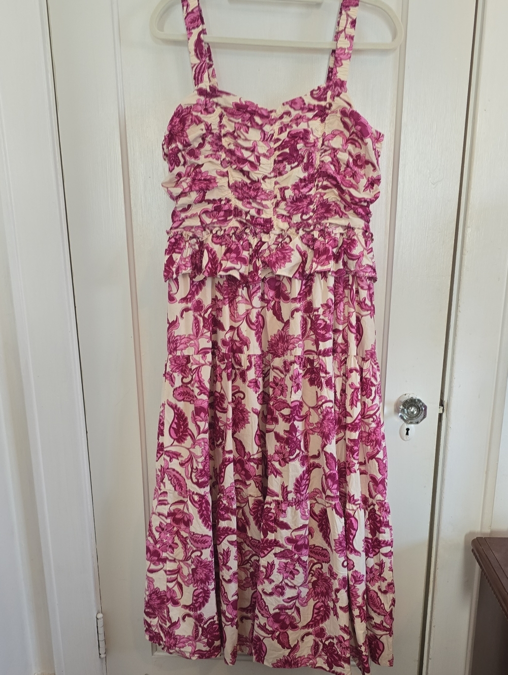 L'EA lined, Cream Sundress with Pink Floral Print